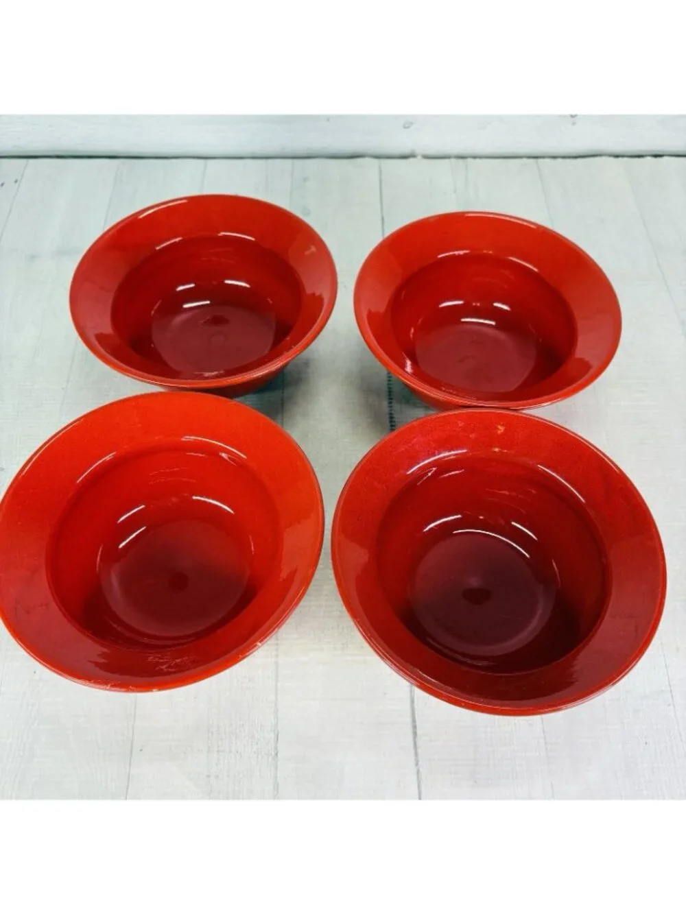 Pier 1 RED Solid Colored Rimmed Earthenware Spain 6.75